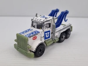Matchbox Wreck Truck 61# Vintage White Police Tow Peterbilt - Picture 1 of 12