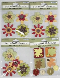 Colorbok 3-D Embellishments Self-Adhesive Flowers Leaves Fall Scrapbook Stickers - Picture 1 of 6