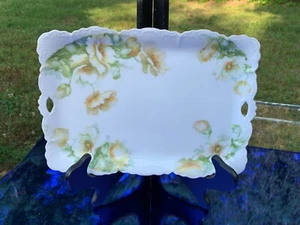 Viktorianische Kommode Waschtisch Tablett 11,25" rechteckig gelb Blumen Jugendstil 1920 - Bild 1 von 20