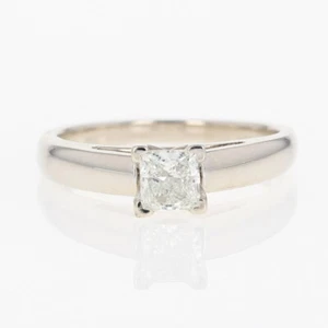 IGI .50ct Princess Cut Diamond Solitaire Engagement Ring 14k White Gold Size 6.5 - Picture 1 of 8