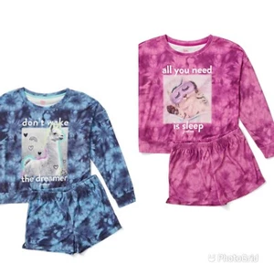 Justice Bundle Girls XL 16/18 Cozy Fleece Top Sleep Short, 2-piece Pajama Set - Picture 1 of 8