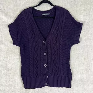 Sportscraft Womens XL Cardigan Purple Knit V Neck Sweater Jumper Short Sleeve - Picture 1 of 16