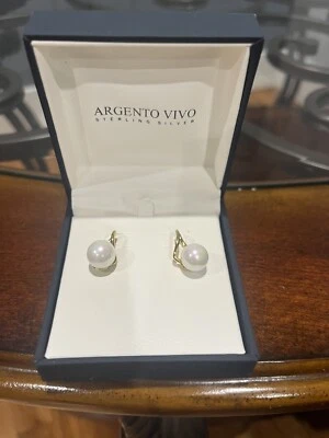 Stoning Vintage Argento Vivo Pearls Earrings, Elegant. Sterling  Silver - Image 1 of 4