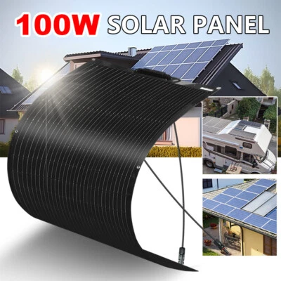 100W Flexibles Solarpanel Monokristallin PV Ladegerät für Boot Outdoor Camping - Bild 1 von 4