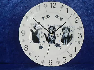 Divertido reloj de pared de cerámica para gatos 10,5" grande - caja de regalo - Imagen 1 de 1