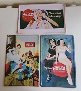 VTG Coca-Cola Coke Lot Of 3 Advertising Circus 50th Anniversary Tin Signs 8"x12" - Picture 1 of 7
