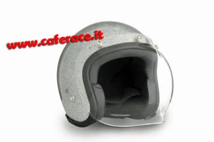 Visiera 70's bubble clear per casco jet in policarbonato fissaggio 3 bottoncini - Foto 1 di 2
