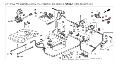 HONDA ACURA GENUINE OEM NSX Bracket Assembly, Passenger Side Srs Sensor SRS Uni - Image 1 of 2