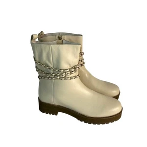 Cecelia Womens  New York Leather Chain Mid Boots New Nude size 11 - Picture 1 of 8