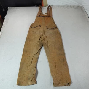 Vintage Saf-T-Bak Overalls Mens Small Brown Waxed Canvas Hunting Bibs Field - Picture 1 of 24