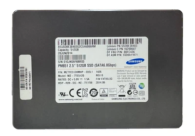 Samsung PM851 2.5 512GB SATA III SSD MZ7TE512HMHP Solid State Drive, TESTED - Image 1 of 3