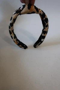 Women Lele Sadoughi Black Beige Ivory Silk Leopard Print Hair Accessory Headband - Picture 1 of 4