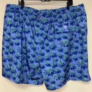 Peter Millar Crown 2XL Swim Trunks XXL Blue Green Floral Aerial Palms Tropical - Picture 1 of 13