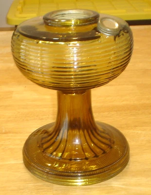 Antique Aladdin Amber Beehive Oil Lamp Fount / Foot Only - No Burner, Chimey Etc - Image 1 of 4