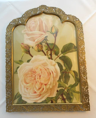 *****BEAUTIFUL LARGE ANTIQUE BRONZE BEVELLED GLASS PICTURE FRAME 13" X 10" ***** - Image 1 of 4
