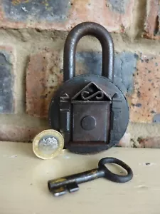 Antique Beautiful Padlock with one key working order trick to open door XY-01 - Picture 1 of 7