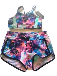 Wonder Nation Girls Swim Wear Tank/Shorts Floral Print Top M 7/8 Bottom L 10/12 - Picture 1 of 8