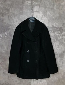 Vintage Polo Ralph Lauren Wool Toggle Coat Size M Black Men’s  - Picture 1 of 10
