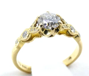 Diamond Ring GIA VS2 0.48 Carats Vintage 18ct Yellow Gold Size H1/2  BA154 - Picture 1 of 12