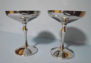 Juego de 2 copas de champán vintage Beyca chapadas en plata - Imagen 1 de 4