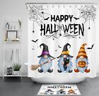 Spider Web Witch Hat Gnome Halloween Shower Curtain Bathroom Accessories Set