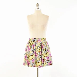 Leifnotes Skirt 0 Colorful Floral Gauzy Elastic-Waist Mini Skater Circle Skirt - Picture 1 of 6