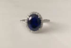 Anello da spalla donna argento sterling pietra blu e bianco pietra con motivo pietra taglia - Foto 1 di 8