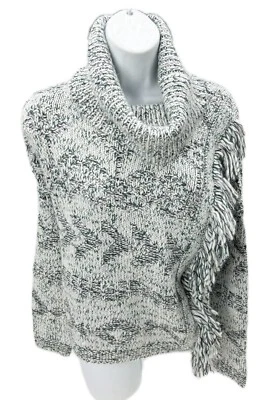 Small Lucky Brand Sweater Knit Pullover Turtleneck White Green Wool Blend - Image 1 of 4