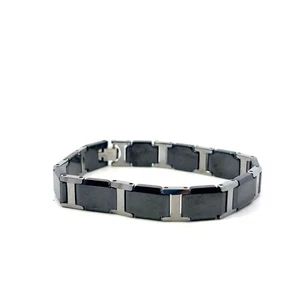 SHR & Simmons Tungsten & Black Ceramic 10mm Bracelet - Picture 1 of 4