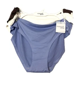 Tranquil & True Bikini Plus Size 3X Women's Panties 3 Pack Brown Blue Ivory - Picture 1 of 8