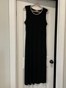 Choices Maxi Dress Womens Size Large Stretch Knit Sleeveless Black Travel Wear - Picture 1 of 17