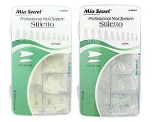 Mia Secret Nail Tips STILLETO Natural & Clear 500 pcs each - Picture 1 of 1