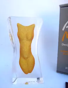 ERIKA HOGLUND ORANGE Art Glass Nude Torso Woman Mats Jonasson Figure SWEDEN MIB - Picture 1 of 7