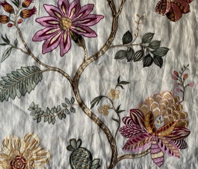 GP&J Baker  Broadlands Linen Ivory/Multi Designer Fabric Remnant 24"x24" - Image 1 of 3