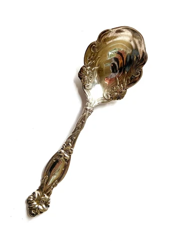 ANTIQUE SILVER SIMPSON HALL & MILLER FRONTENAC PATTERN LILY STERLING SUGAR SHELL Cover
