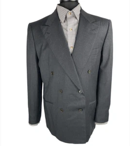 Blazer Hecho a Mano Lana Gris Doble Pecho Napoleón Talla 52 - Imagen 1 de 11