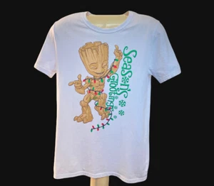 Groot Marvel Guardians Of The Galaxy Wm Sz S 10 TShirt Seasons Grootings White - Imagen 1 de 10