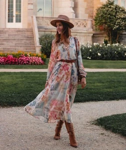 ZARA SS24 S, L, XL BELTED PRINTED MIDI DRESS Multicolored | 9116/220 NWT - Picture 1 of 14