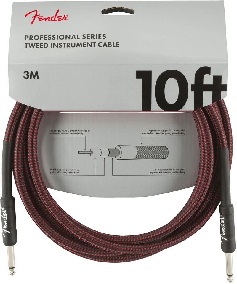 Cables de Instrumento Fender Professional Series Genuinos, 10', Tweed Rojo Foto 1 de 1