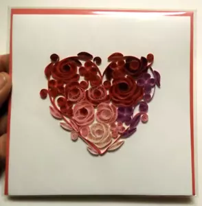 1 Papyrus Card Quilling Valentine's Quilling Flowery Heart I Love You - Picture 1 of 5