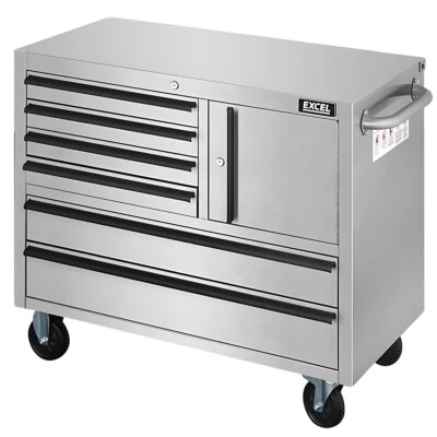 Excel Stainless Steel 6 Drawer Roller Tool Cabinet Workbench Tool Chest Box