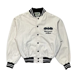 Vintage 90s Roots Batman & Robin Movie 1997 Cotton Fleece Bomber Jacket Mens S - Picture 1 of 7