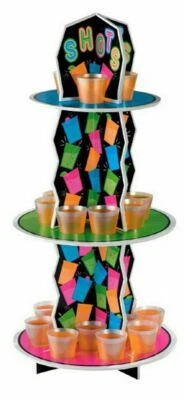  Amscan Neon Shot Glass (w OR w/o) 3 Tier Display Stand (Glows in Blacklight) - Image 1 of 4