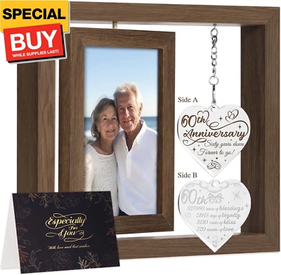 60 Year Anniversary Picture Frame Gifts, Best 60th Anniversary Wedding Gifts for - Image 1 of 4