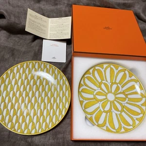 Hermes Paris Dessert Plate Soleil d'Hermes Porcelain Tableware Set of 2 w/ Case - Picture 1 of 18