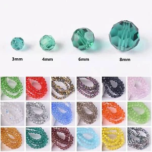 3mm 4mm 6mm 8mm Round 32 Facets Crystal Glass Loose Crafts Beads Wholesale Lot - Picture 1 of 55