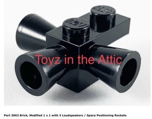 Lego 1x 3963 Ladrillo Negro Modificado 1 x 1 con 3 Loudspeak Gamma V Laser Craft 6891 - Imagen 1 de 1