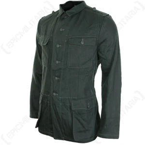 German Army Summer HBT DRILL JACKET All Sizes WW2 Repro Reed Green Combat Tunic - Picture 1 of 3