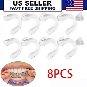 8 Stück Silikon Mundschutz Nacht Schlaf Zähne Zusammenpressen Knirschen Dental Biss USA - Bild 1 von 24