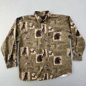 Magellan Shirt Mens Extra Large Brown Dogs Labs All Over Print Button Down - Picture 1 of 9